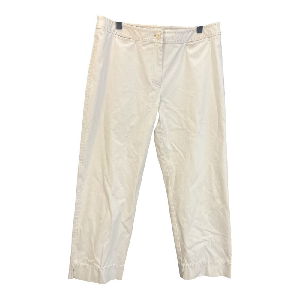 Eileen Fisher Cropped Cream Pants Size Medium Minimalist Old‎ Money Capsule KD1